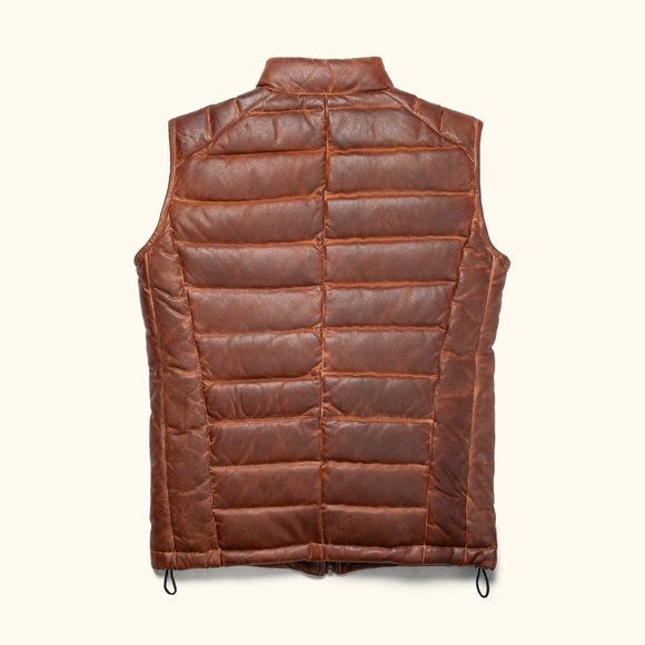 Bashwood Handmade Vintage Brown Leather Down Vest - Picture 3 of 4